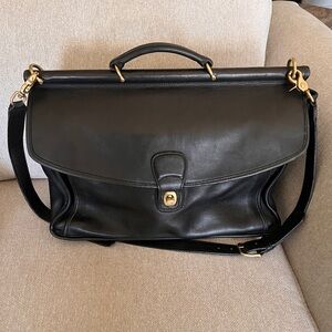 Coach Beekman Leather Briefcase Messenger Laptop Bag Black w/ Strap 5266 VTG